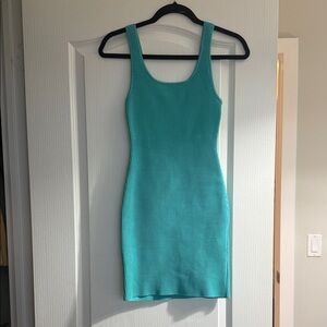 Babaton Teal Ribbed Dress